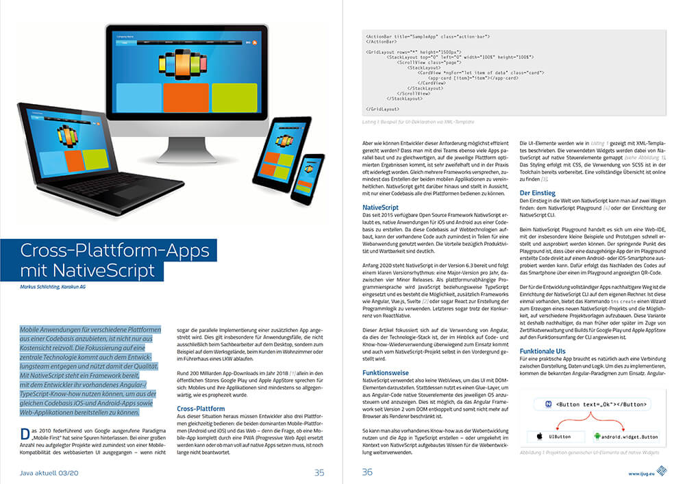 Article NativeScript JavaAktuell 03/2020