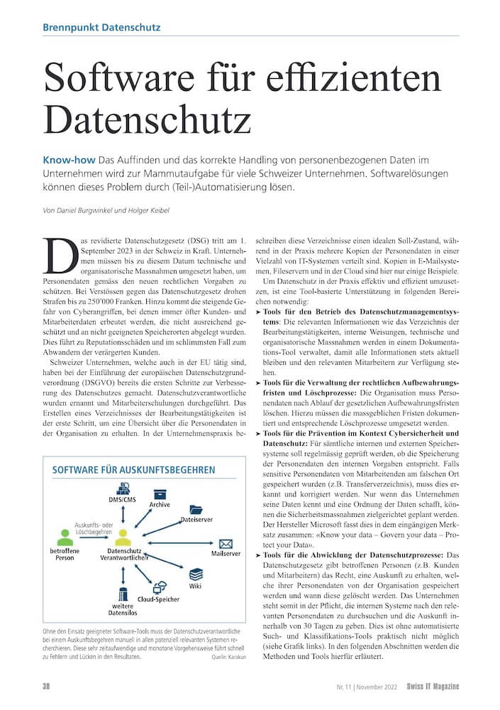 SIM1122-Artikel Swiss IT Magazine 11/22